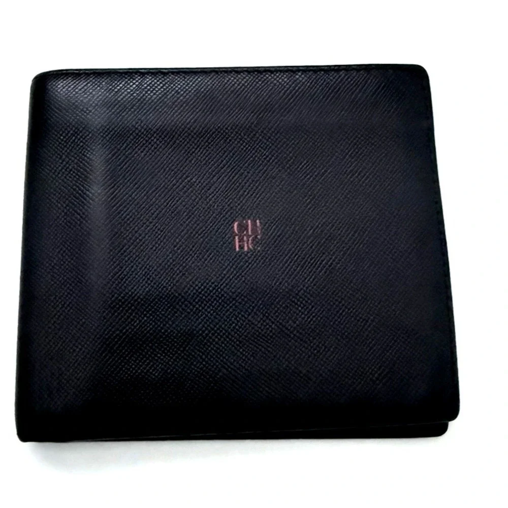 Men's Wallet Carolina Herrera Black Leather Bifold Logo